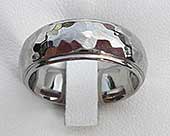 Titanium hammered wedding ring