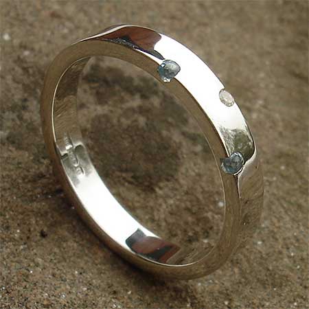 Diamond & Topaz Silver Designer Ring