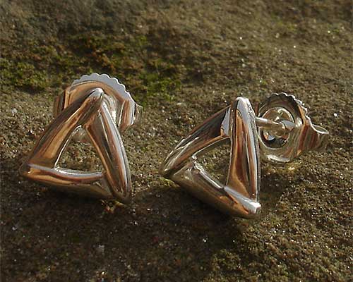 Silver triangle stud earrings sale