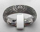 Tribal pattern titanium ring