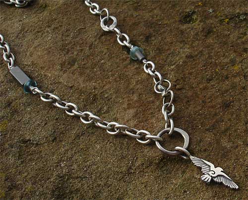 Tribal silver chain necklace