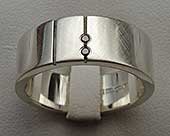 Twin black diamond silver wedding ring