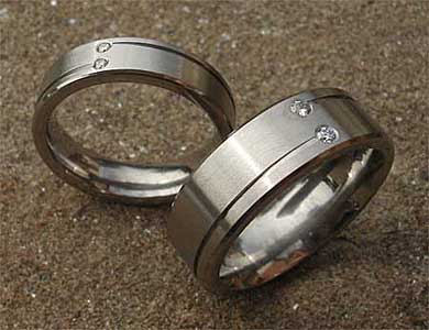 Twin white diamond set wedding rings