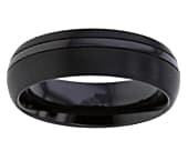 Twin finish domed black wedding ring
