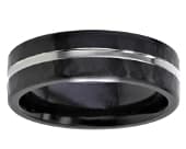 Twin finish mens black designer ring