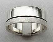 Twin finish mens silver ring