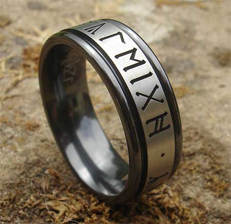 twin finish runic wedding ring