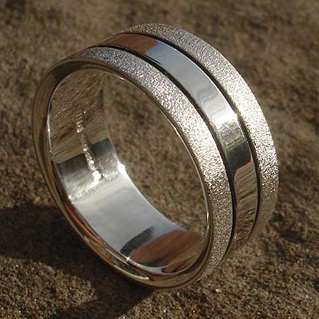 Twin Finish Silver Designer Ring