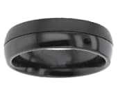 Twin finish two tone plain black wedding ring