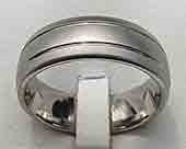 Twin grooved titanium wedding ring