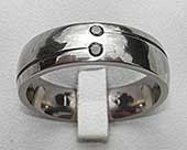 Twin black diamond set wedding ring