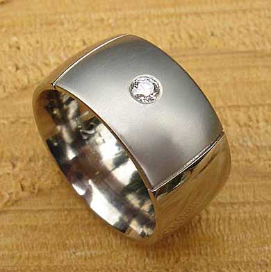 Two tone domed diamond wedding ring