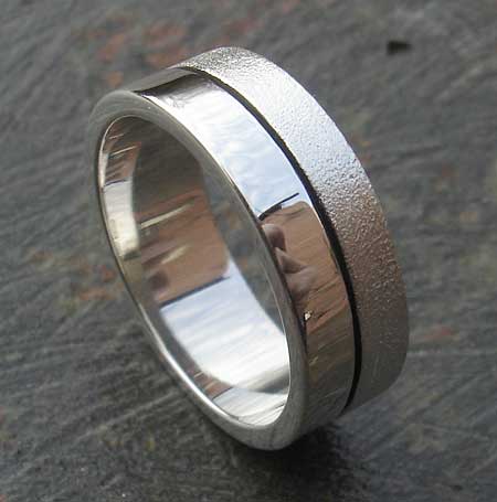 two tone finish silver ring