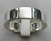 Two tone narrow sterling silver ring