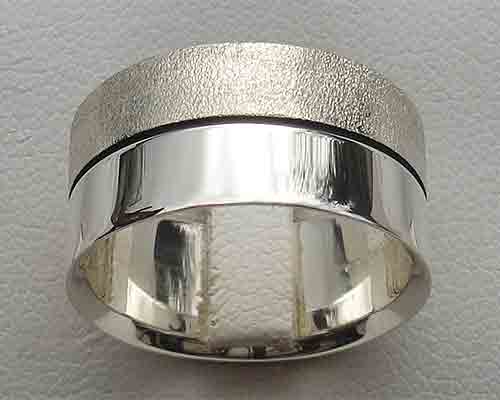 Half Polished Half Matt Silver Wedding Ring | LOVE2HAVE UK!