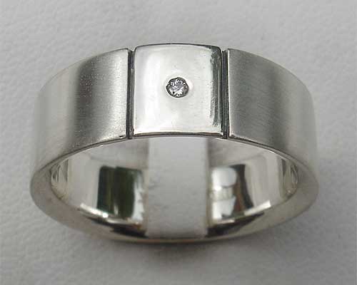 Two tone silver white diamond wedding ring