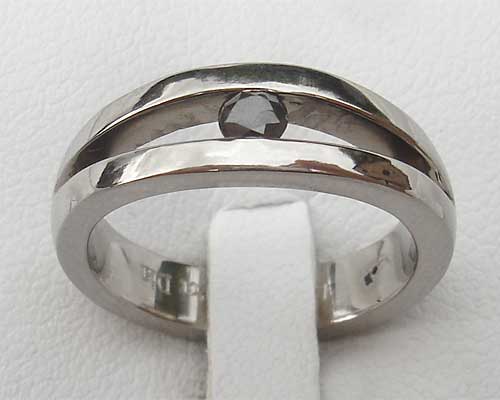Unique black diamond titanium engagement ring