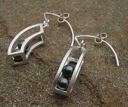 Unique silver drop earrings