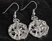Unique eight pointed star silver earrings