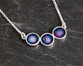 Unique night time sky silver necklace