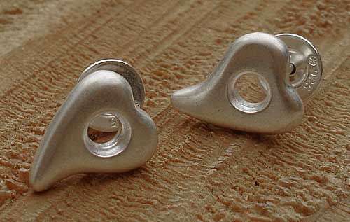 Unique silver heart earrings