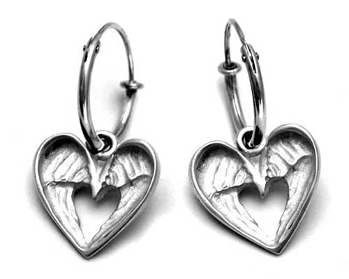 Unusual silver heart sleeper earrings