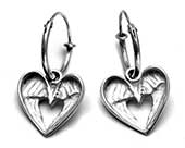 Unusual silver heart sleeper earrings