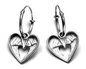 Unusual silver heart sleeper earrings