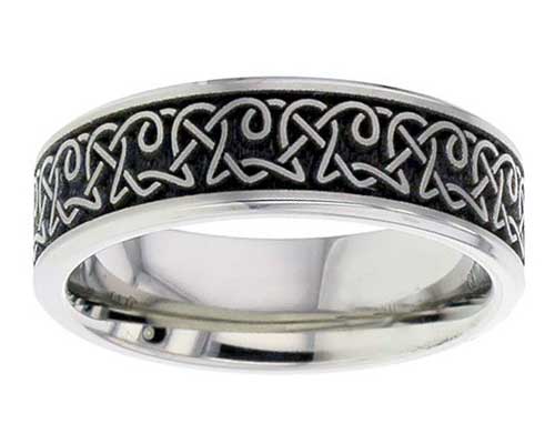 Unusual Celtic Pattern Titanium Ring | LOVE2HAVE in the UK!