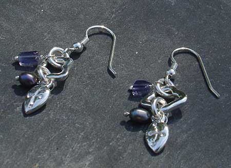 Unusual Celtic silver hook earrings