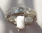 Unusual chunky silver diamond wedding ring