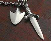 Unusual dagger silver necklace