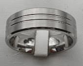 Unusual double grooved titanium wedding ring