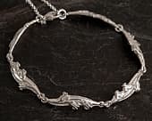 Unusual English woodland silver bracelet