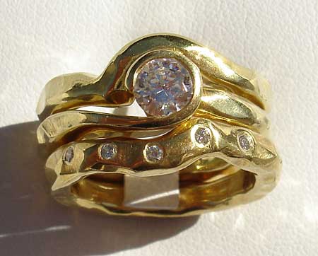 unusual gold wedding engagement and eternity rings