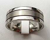 Grooved titanium wedding ring