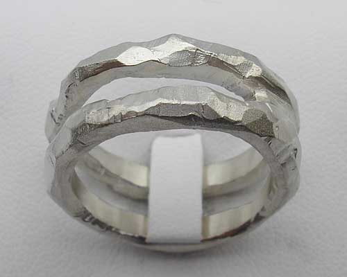 unusual hammered silver ring