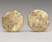 Unusual handmade gold stud earrings