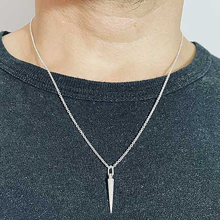Unusual mens handmade silver necklace