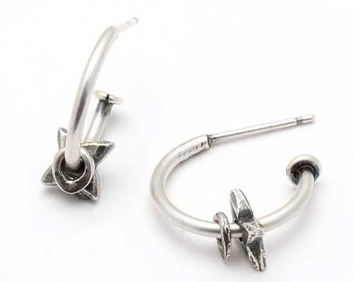 Unusual silver hoop earrings