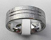 Unusual scratched titanium wedding ring