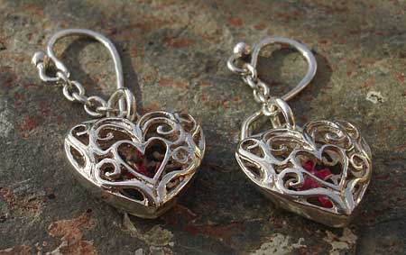 Unusual silver heart earrings