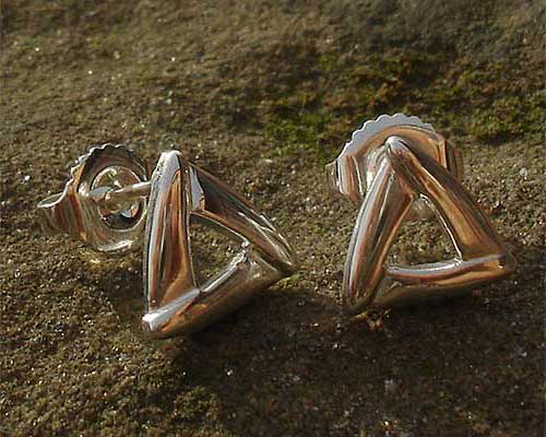 Unusual silver triangular earrings