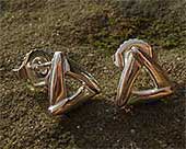 Unusual silver triangular earrings