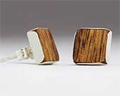 Unusual wood and sterling silver stud earrings