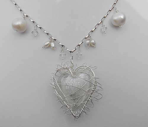 white heart necklace