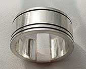 Wide contemporary silver wedding ring