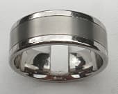 Wide dual finish titanium wedding ring