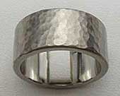 Wide hammered plain wedding ring