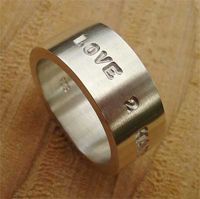 wide mens personalised silver ring